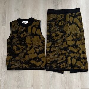 DKNY Olive & Black Knit Two-Piece Set